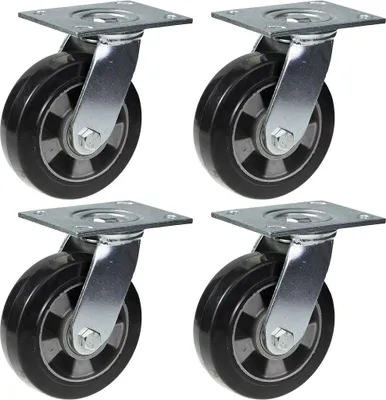 Zdjęcie produktu dla kółka 152 mm 6", czarne, gumowe, obrotowe, udźwig 1320 kg, zestaw 4 szt