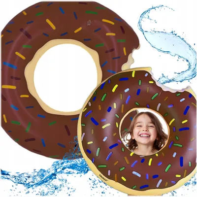 Produktbild von KRUMAD Donut Schwimmring braun aufblasbar – Ø 75 cm Schwimmreifen, bequem & stabil – für Erwachsene & Kinder – Pool, See & Strand