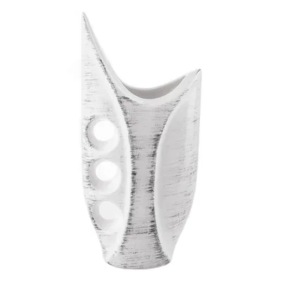Produktbild von Blumenvase aus Keramik Weiß / Schwarz glanz H 29,5 cm Dekorative Tisch Vase Bass Blumen Deko