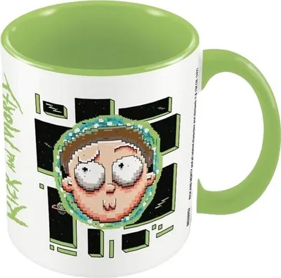 Produktbild von Rick And Morty - Kaffeebecher "Pixel Breakout", Zweifarbige Innenseite PM9737 (Einheitsgröße) (Grün/Weiß/Schwarz)