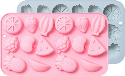 Obrázek produktu pro CANDeal 2 balení želé forem ve tvaru ovoce, silikonové fondánové formy 3D mini jahodové formy na bonbóny pro ananas, banán, meloun, jablko, čokoládové formy, dekorace na cupcake, narozeninovou oslavu
