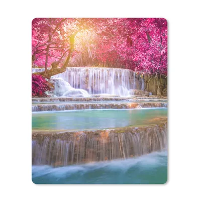 Produktbild von MuchoWow® Mauspad Mousepad Wasserfall - Regenbogen - Bäume - Rosa - Natur 30x40 cm - Mousepads - Maus Mat - Pad - Mausunterlage - Mausmatten