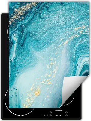 Produktbild von DarHaus Herdabdeckplatte Einteilig Küche Abdeckplatte für Glaskeramikkochfeld Abdeckung Induktionskochfeld Aufrollbare Matte 40x52 cm, blau - Marmor