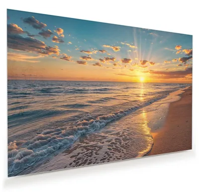Produktbild von Glasbild 60x40cm in XXL für Wohnzimmer, Schlafzimmer Motiv Sonnenaufgang Meer