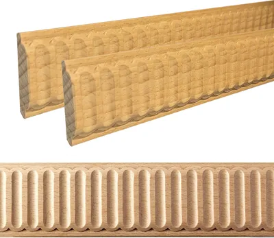 Produktbild von Holz Profilleiste in 38 x 7 x 1000 mm | 2er Set - 2 Meter | Schnitzleiste aus Buchenholz SB-569 mit 3D kanneliertem Streifen-Motiv