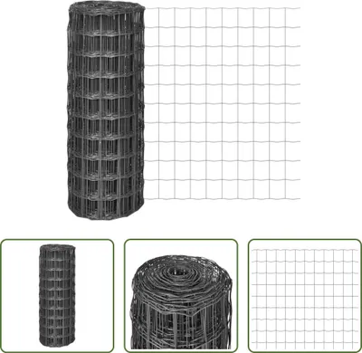 Produktbild von The Living Store Eurozaun Stahl 25 x 1 m Grau