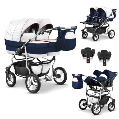 Produktbild von Zwillingskinderwagen 5 in 1 Twin Star inkl. Autositze und Iso Bases - 14 Teile - in 16 Farben