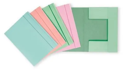 Immagine prodotto di Favorit Cartella a 3 Lembi con Elastico 25x34,5 cm Dorso 0-3 cm - Conf. 25 Pezzi Colori Assortiti Pastello