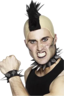 Produktbild von Smiffys - Punk - Kostüm-Zubehör - PVC, Gummi, Kunststoff SM800 (Einheitsgröße) (Silber/Schwarz)