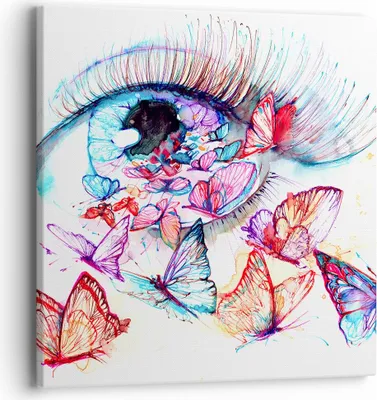 Produktbild von Bild auf Leinwand - Leinwandbild - Auge Butterflys Fantasie Fantasie - 40x40cm - Wand Bild - Wanddeko - Leinwanddruck - Bilder - Kunstdruck - Leinwand bilder - Wandkunst - AC40x40-3096