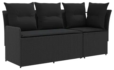 Image de vidaXL Ensemble de salon de jardin avec canapé d'angle, 2 pièces, rotin PE noir