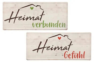 Produktbild von Gilde Schild, rechteckig, "Heimat", Schriftzug, Metall, creme, VE 6, 2 Stück wie abgebildet,, B. 35 cm, H. 15 cm 69105