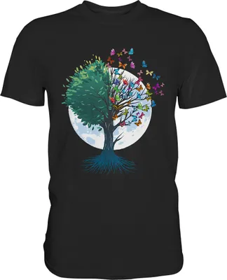 Produktbild von Natur Schmetterling Baum T-Shirt – Black / L