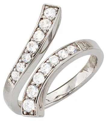 Produktbild von Ring Damenring mit 14 Zirkonia 925 Silber rhodiniert Fingerschmuck Silberring Innenumfang 60mm  Ø19.1mm