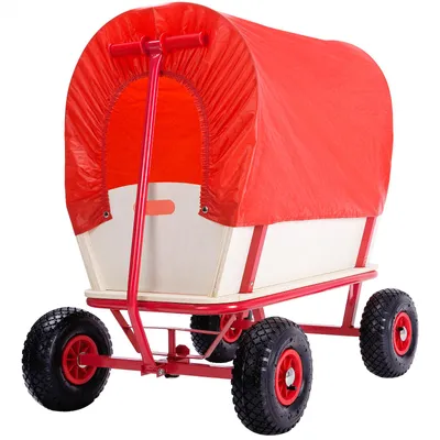Immagine prodotto di MONZANA® Carrello da Giardino Porta Attrezzi in Legno Carico Max 180 kg Ruote Pneumatiche Carriola Giardinaggio Carretto a Mano Spiaggia Trasporto Rosso