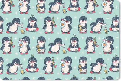 Produktbild von MuchoWow® Mauspad Mousepad Tiere - Muster - Pinguin 27x18 cm - Mousepads - Maus Mat - Pad - Mausunterlage - Büroartikel - Desk Matten