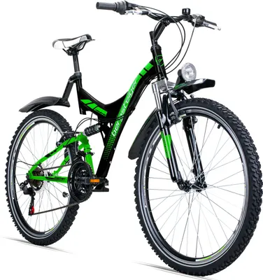 Produktbild von Bergsteiger Memphis 26 Zoll Mountainbike, geeignet ab 150 cm, Dynamo-Licht, StVZO, Shimano 21 Gang-Schaltung, Vollfederung, Jungen-Fahrrad & Herren-Fahrrad