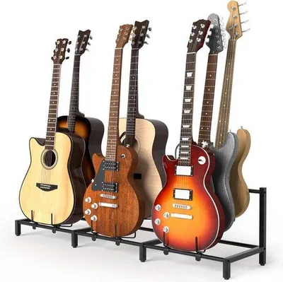 Produktbild von Gitarrenhalter mit 7 Haken - Verstellbarer Gitarrenhalter für mehrere Gitarren - Gitarrenzubehör
