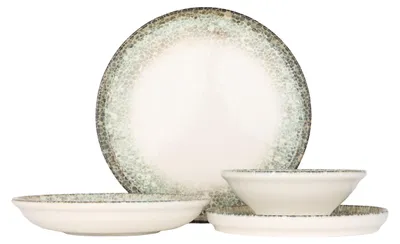 Zdjęcie produktu dla Zestaw naczyń Kütahya Porselen – Rust Green – 24 elementy – dla 6 osób – porcelana