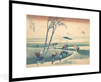 Produktbild von MuchoWow® MuchoWow® Gerahmtes Poster Ejiri in der Provinz Suruga - Gemälde von Katsushika Hokusai 90x60 cm - Poster mit zchwarzem Bilderrahmen - Wanddekoration - Fotos
