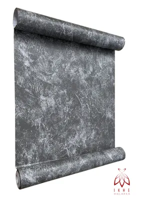 A roll of wallpaper with a textured gray and white pattern, presented on a white background.