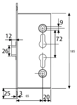 Image de Serrure d'urgence CF60 à condamnation sans cylindre - TESA - CF60RSR9ZCE