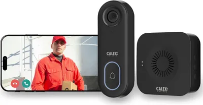 Produktbild von Calex Smart Security Video-Türklingel, Full HD 1080p Kamera mit App-Steuerung, 2-Wege-Audio, Nachtsicht, Bewegungserkennung, Cloud & SD-Speicher, wasserdicht, inkl. Chime, Schwarz