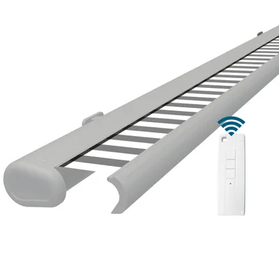 Produktbild von Eclipse Premium elektrische Vollkassettenmarkise Weiß 4,5x3 m Tuch: Grau-Weiß