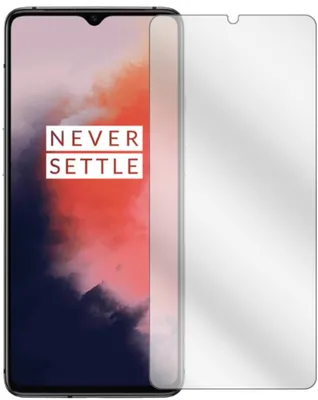 A clear screen protector is shown placed over a smartphone screen.