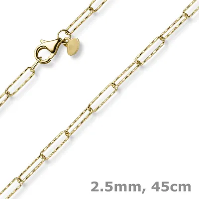 2-5mm-Paper-Clip-Kette-aus-585-Gelbgold-strukturiert-45cm