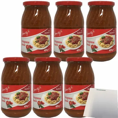 Produktbild von Jeden Tag Bolognese Sauce mit Rindfleisch 6er Pack (6x420g Glas) + usy Block