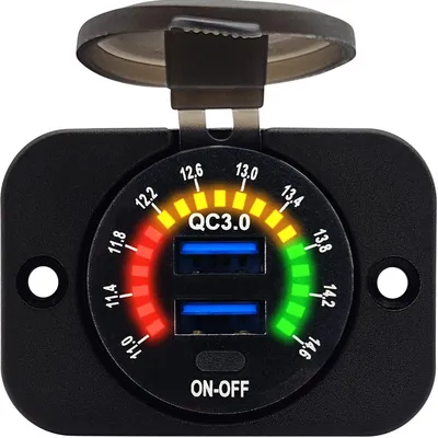 Produktbild von ProRide 12V USB Einbau 2 Ports mit Schalter & Voltmeter QC3.0