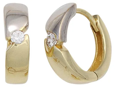 Produktbild von Ohrringe Creolen 13mm aus 333 Gold Gelbgold mit Zirkonia weiß Ohrschmuck Damen
