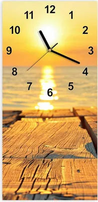 Produktbild von Wanduhr aus Glas mit Motiv Sonnenuntergang Meer- 30 x 60 cm - inkl. Aufhängesystem