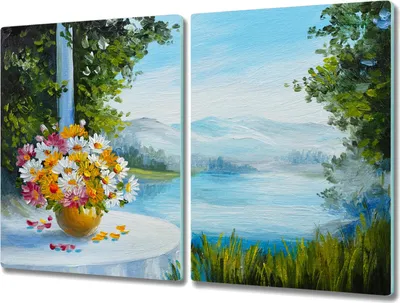 Produktbild von Coloray Küchenbrett Kochplattenabdeckung Hackbrett Schneidebrett Herdabdeckplatte 2x40x52 cm - See-Natur-Landschaft