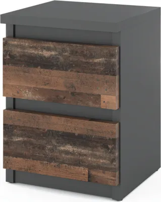 Produktbild von MIRABILESSE - Nachttisch - Nachtschrank - Nachtkommode Modern Möbel mit Schubladen Kommode Holz Schubladenschrank für Ihr Schlafzimmer (Anthrazit Industrial/Grau Matt - Old Style) H42,5cm B30cm T30,5c