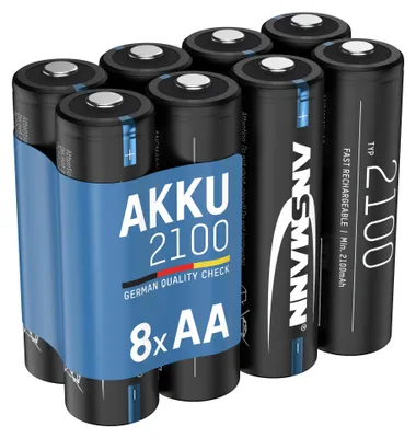 Produktbild von ANSMANN Akku Mignon AA, 2100 mAh 1,2V, 8 Stück, geringe Selbstentladung