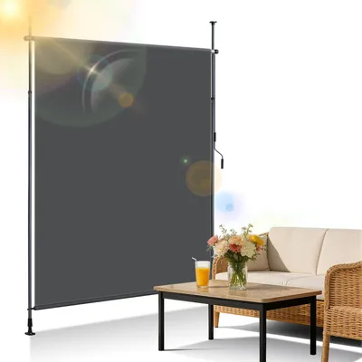 Zdjęcie produktu dla Markiza pionowa zaciskana - Osłona przeciwwiatrowa - 150 x 305 cm - Antracyt - Bez wiercenia