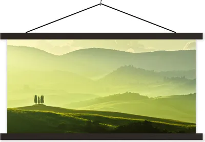 Produktbild von MuchoWow® Textilposter Toskana - Hügel - Grün 60x30 cm mit schwarzem Rahmen - Textilien
