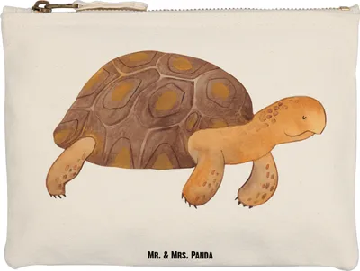 Produktbild von Mr. & Mrs. Panda Pouch Schildkröte Marschieren Grösse XL Große - Weiß - Geschenk, Schildkröten, Federtasche, Meer, kosmetiktäschchen, Motivation, Inspiration, Abenteuer