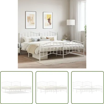 Produktbild von The Living Store Bettgestell mit Kopf- und Fußteil Metall Weiß 193x203 cm