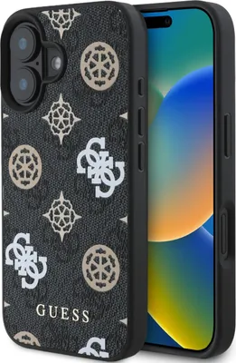 Produktbild von Guess iPhone 16 Back cover case - Magsafe Polyurethanpeony - Black