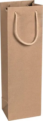 Immagine prodotto di Borsa di carta 12 x 39 x 9 cm, marrone, portabottiglie, manico con cordoncino - confezione da 12