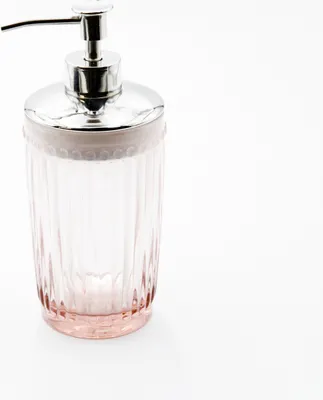 Produktbild von Seifenspender mit Perlenkante Glas rosa Landhausstil