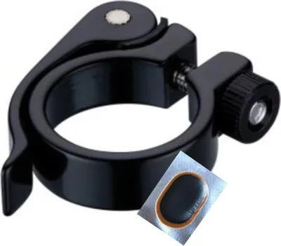 Produktbild von Universal ALU SSP-Klemme Sattelklemme Schnellspanner Schwarz Ø 31,8 mm inkl. Schlauchflicken