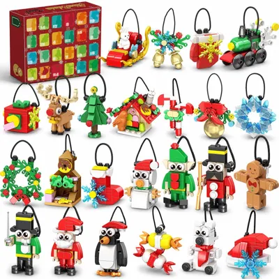 Produktbild von Adventskalender 2026 24 Weihnachtsanhänger als Klemmbausteine-Bauset