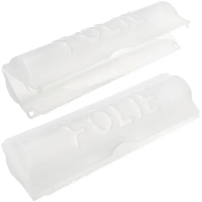 Two clear plastic foil cutters are shown against a white background.