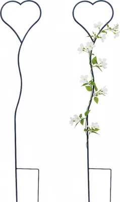 Immagine prodotto di Relaxdays Supporto per rampicanti, set da 2, a forma di cuore, A x L: 116 x 22 cm, graticcio per piante rampicanti, metallo, autoportante, nero