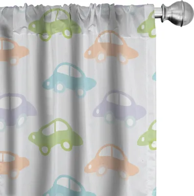 Image de ABAKUHAUS Rideaux pour voiture, rideaux, voitures mignonnes, voitures aux couleurs pastel, garçons, ville, jeu joyeux, jouets, inspirés de l'enfance, 2 pièces, 75 x 175 cm, multicolore