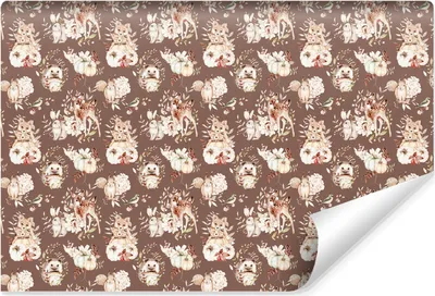 Produktbild von Muralo Selbstklebende Fototapete für Kinder WALDTIERE Blumen Blätter Kürbisse Natur Br. 450cm x Hö. 300cm